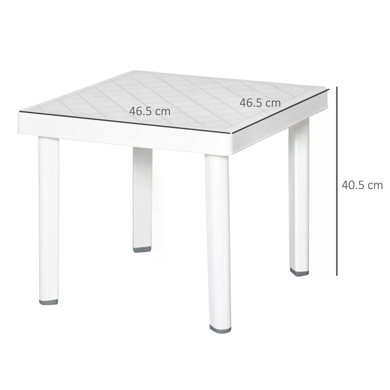 Garden Side Table Outdoor Square Coffee End Table for Drink Snack, White