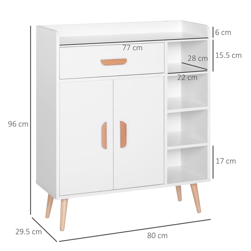 Sideboard Side Cabinet Floor Cupboard with Storage Drawer for Hallway, Kitchen, Bedroom, Living Room, White