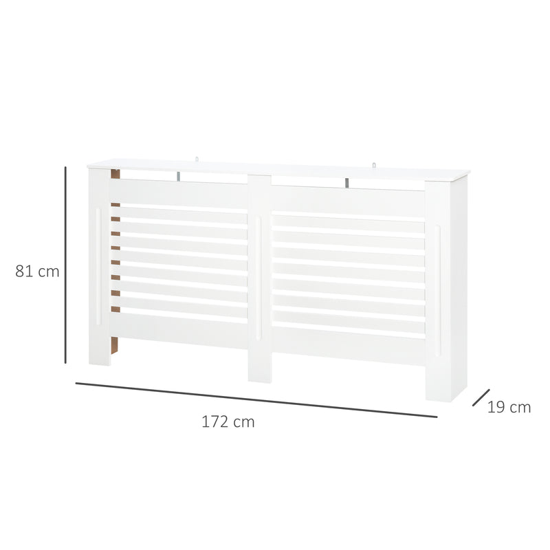 MDF White Painted Radiator Cover Slatted Cabinet Shelving Display Horizontal Style Modern Piece 172L x 19W x 81H cm