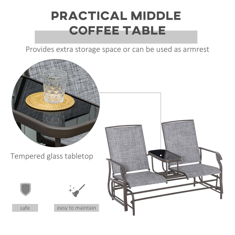 Metal Double Swing Chair Glider Rocking Chair Seat Outdoor Seater Garden Furniture Patio Porch With Table