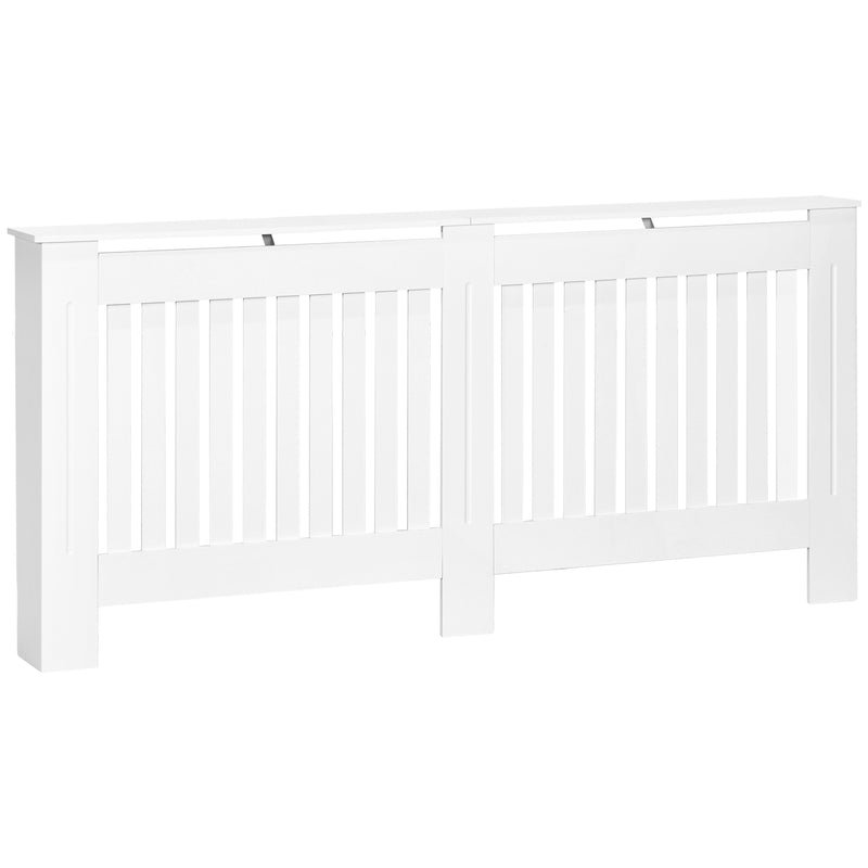 Slatted Radiator Cover Painted Cabinet MDF Lined Grill in White 172L x 19W x 81H cm