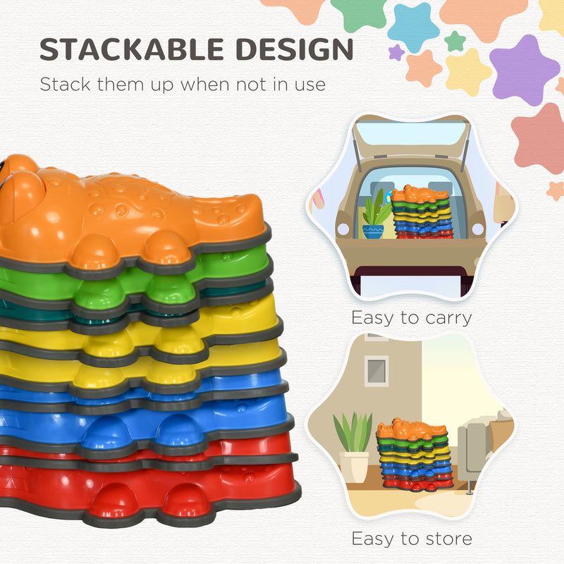 9PCs Kids Stepping Stones, Crocodile Design with Anti-slip Edge Balance River Stones, Indoor Outdoor, Stackable