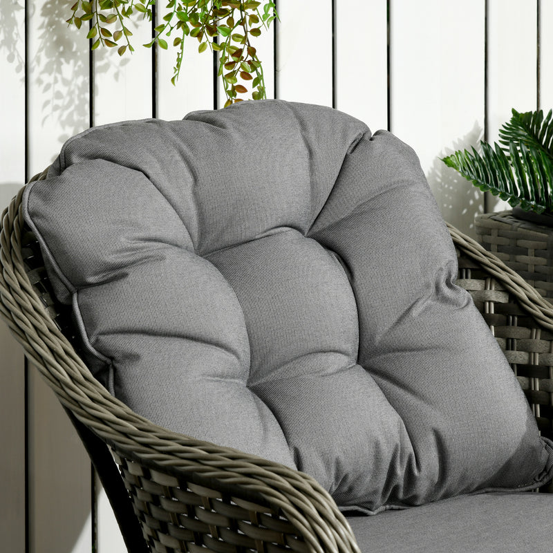 Modern 3 PCS Rattan Bistro Set, Patio Aluminium Balcony Furniture with Soft Cushions & Glass Top Table for Garden, Backyard, Grey