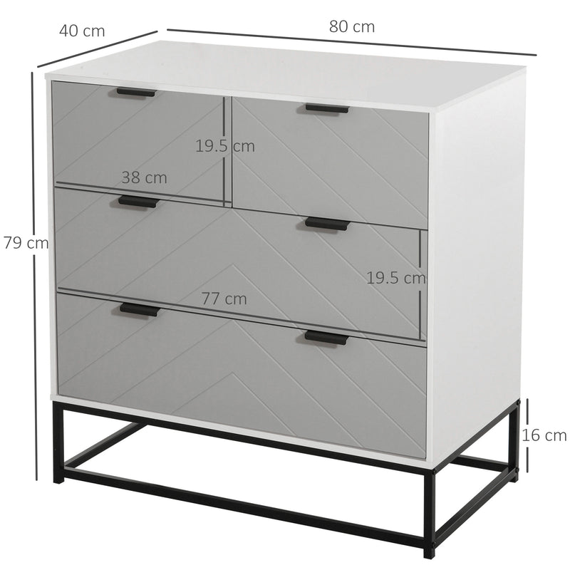 Chest of Drawers with Metal Handles Freestanding Dresser for Bedroom, Living Room