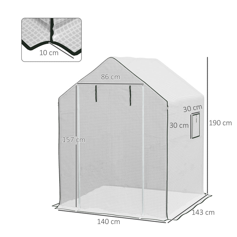 Greenhouse Cover Replacement Walk-in PE Hot House Cover with Roll-up Door and Windows, 140 x 143 x 190cm, White