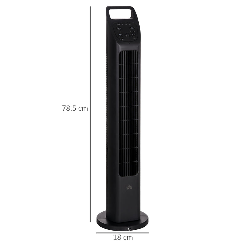 Oscillating Tower Fan with Remote Control, 4H Timer, 3 Speed, Quiet Cooling Fans, Electric Floor Standing Fan for Home Bedroom Office, Black