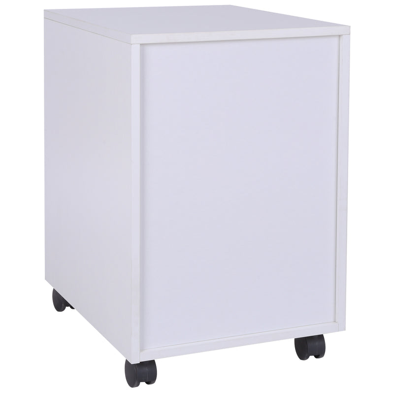 MDF Mobile File Cabinet pedestal with 3 Drawers Lockable Casters Oak and White