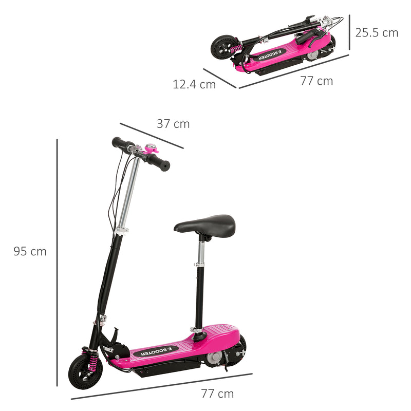 Steel Electric Scooter, Folding E-Scooter with Warning Bell, 15km/h Maximum Speed, for 4-14 Years Old, Pink