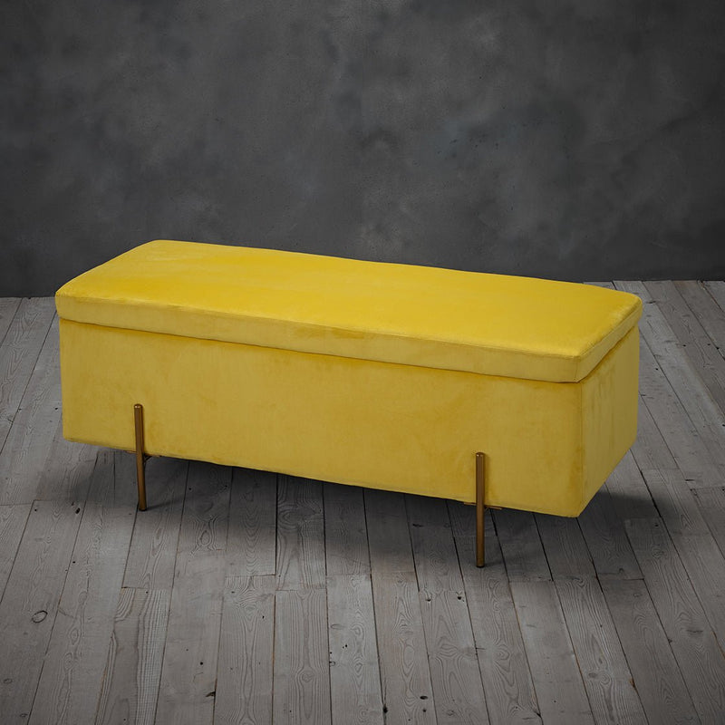Lola Storage Ottoman Mustard - Bedzy Limited Cheap affordable beds united kingdom england bedroom furniture