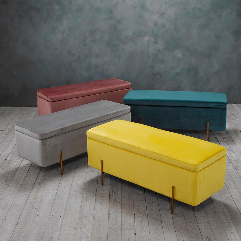 Lola Storage Ottoman Mustard - Bedzy Limited Cheap affordable beds united kingdom england bedroom furniture