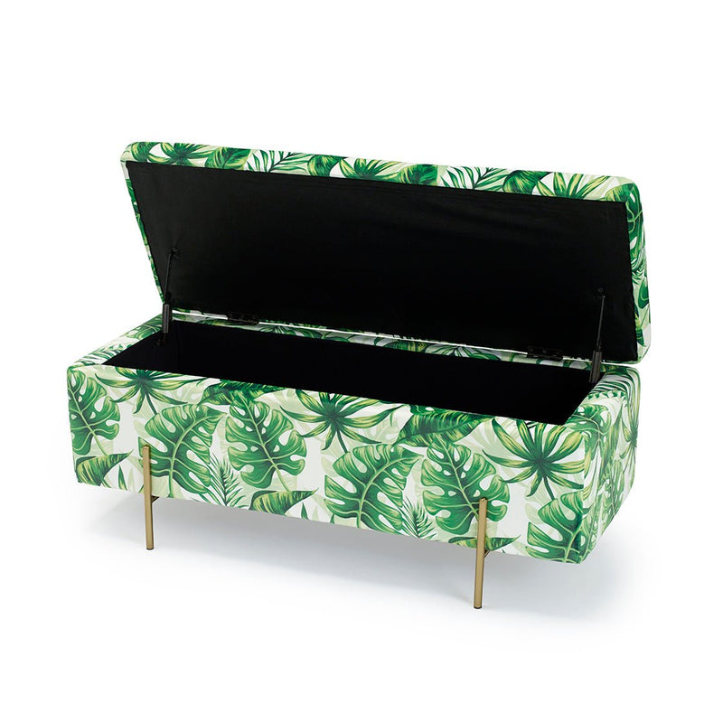 Lola Storage Ottoman Palm Print - Bedzy Limited Cheap affordable beds united kingdom england bedroom furniture