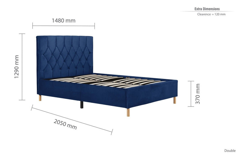 Loxley Double Bed Blue - Bedzy Limited Cheap affordable beds united kingdom england bedroom furniture