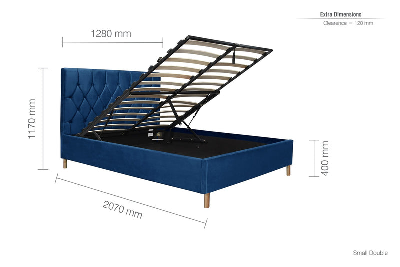 Loxley Small Double Ottoman Bed Blue - Bedzy Limited Cheap affordable beds united kingdom england bedroom furniture