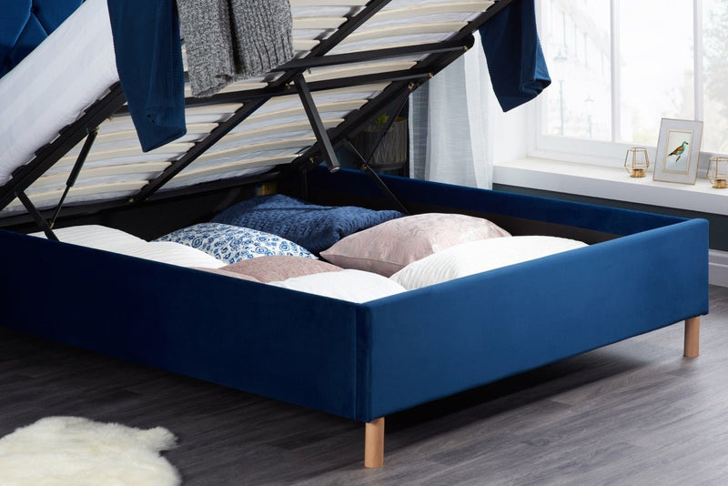 Loxley Small Double Ottoman Bed Blue - Bedzy Limited Cheap affordable beds united kingdom england bedroom furniture