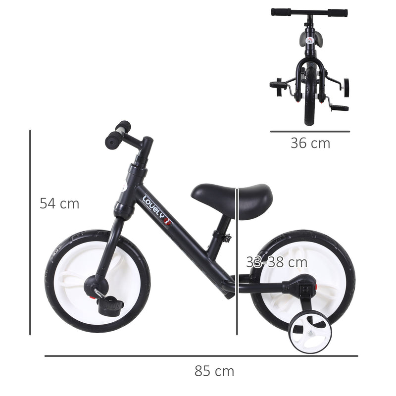 PP Toddlers Removable Stabiliser Balance Bike Black