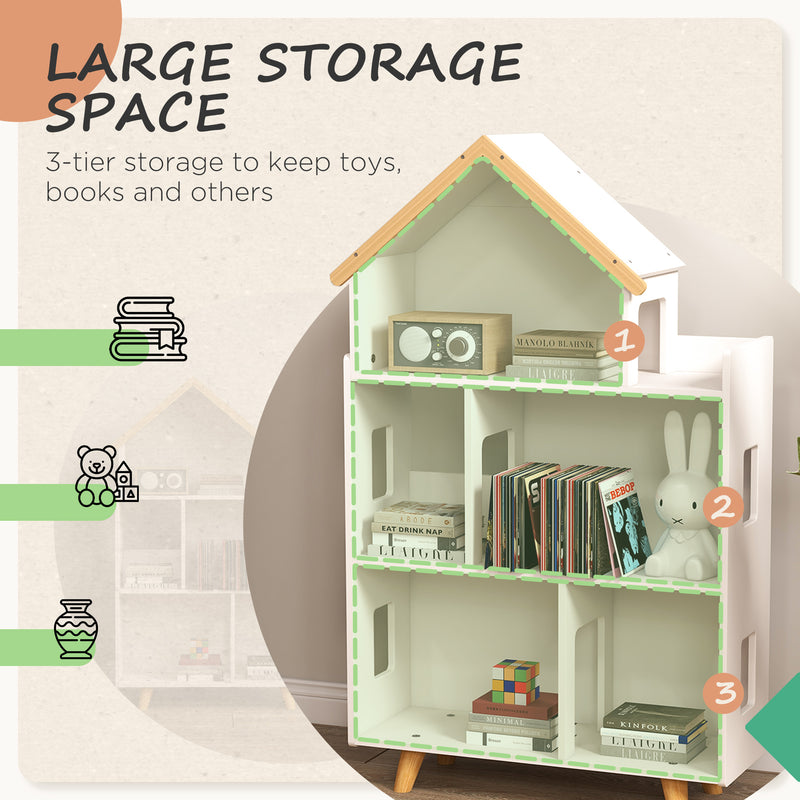 3 Tier Toy Storage Shelf with 6 Cubby White