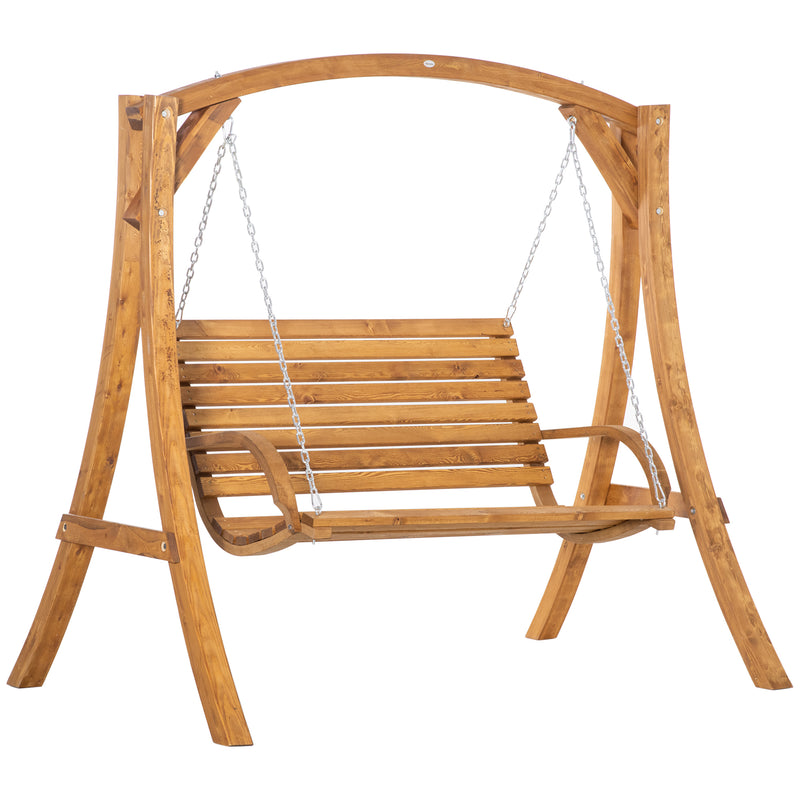 2 Seater Garden Swing Chair, Outdoor Wooden Swing Bench Seat