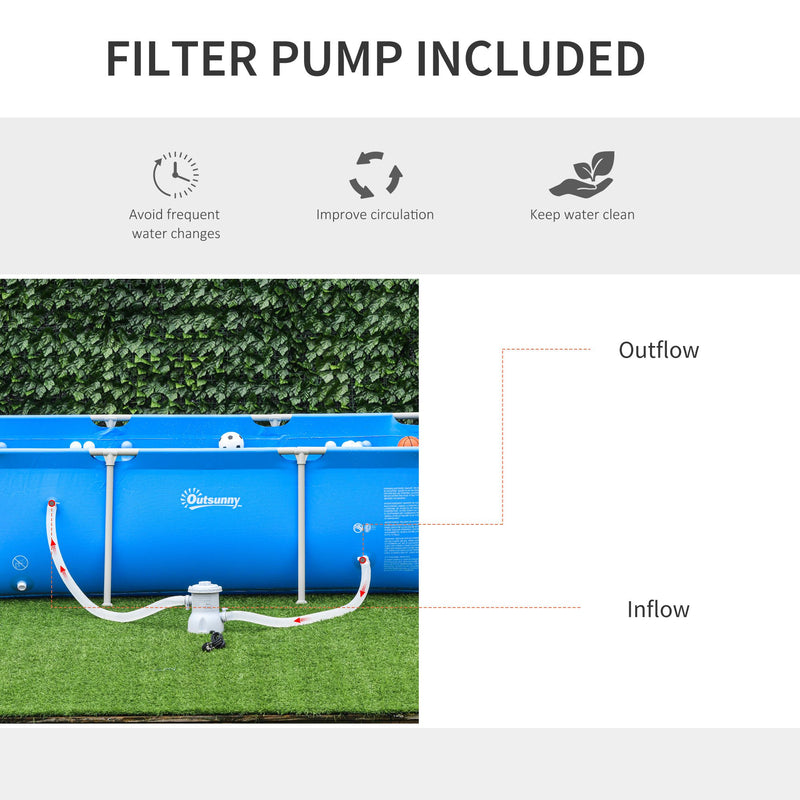 Steel Frame Pool with Filter Pump and Filter Cartridge Rust Resistant Above Ground Pool with Reinforced Sidewalls, 252 x 152 x 65cm, Blue