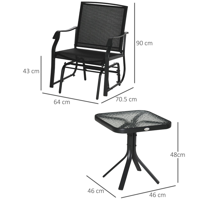 Glider Rocking Chair & Table Set 2 Single Seaters Rocker Garden Swing Chair Patio Furniture Bistro Set