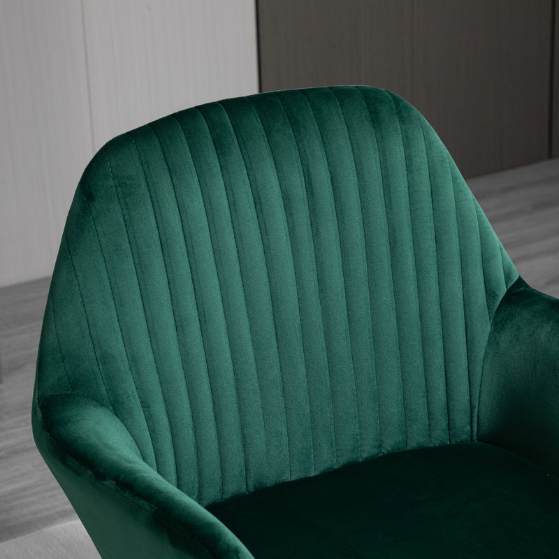 Modern Arm Chair Upholstered Accent Chair with Metal Base for Living Room Green