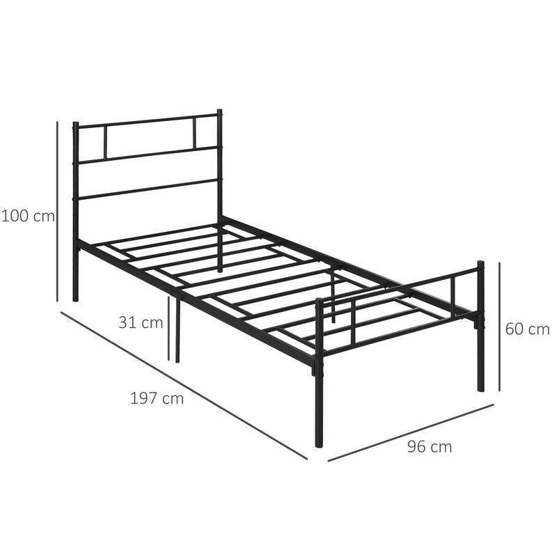 Bedzy Basics Single Metal Bed Frame Black