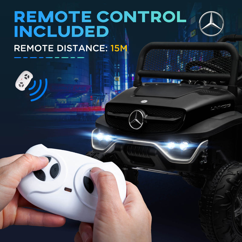 12V Licensed Mercedes-Benz Kids Electric Ride On Car, Battery Powered Off-road Toy with Remote Control, Horns, Lights