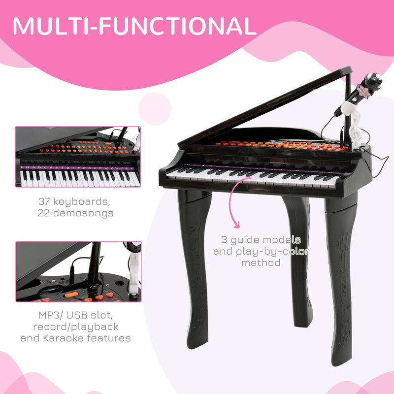 Mini Electronic Piano W/Stool-Black