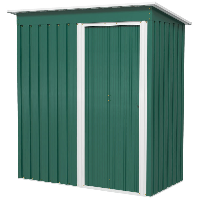 5 x 3ft Garden Storage Shed with Sliding Door and Sloped Roof Outdoor Equipment Tool Garden, Green