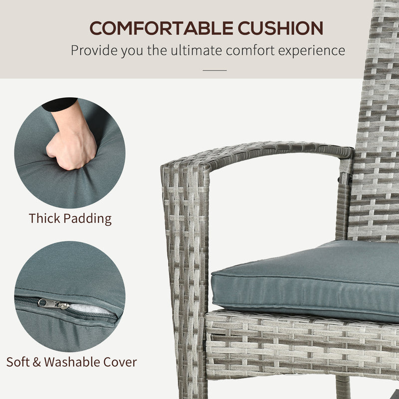 Rattan Rocking Chair Rocker Garden Furniture Seater Patio Bistro Relaxer Outdoor Wicker Weave with Cushion - Light Grey