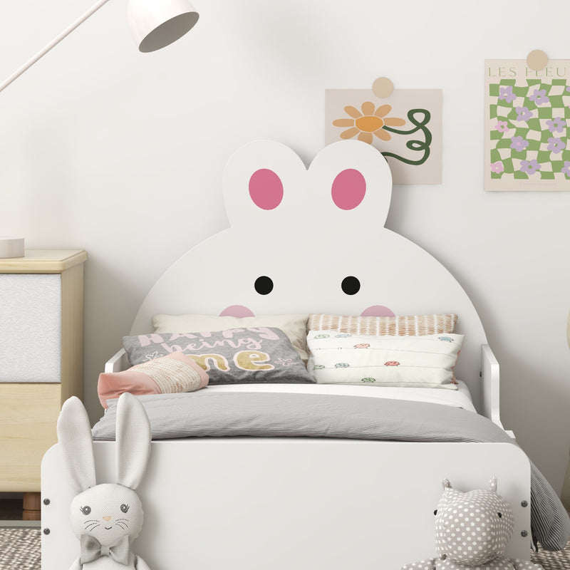Toddler Bed Frame Rabbit Design, White