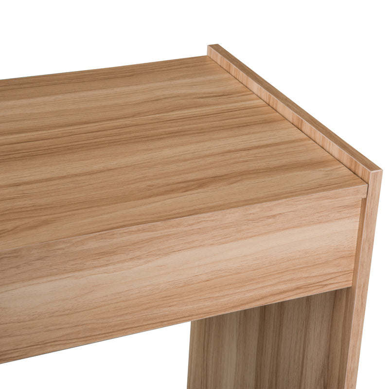 Dressing Table Set Padded Stool Dresser with Flip-up Mirror Multi-purpose - Wood Grain