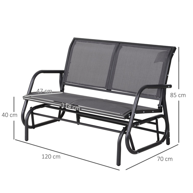 2-Person Outdoor Glider Bench Patio Double Swing Chair Loveseat w/Power Coated Steel Frame for Backyard Garden Porch, Grey