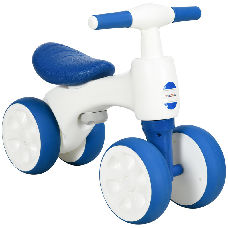 Balance Bike for 18-36 Months with Anti Slip Handlebars, 4 Wheels, No Pedal, Gift for Boys and Girls - Blue