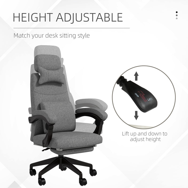 High Back Office Chair Reclining Computer Chair with Footrest Lumbar Support Adjustable Height Swivel Wheels Dark Grey