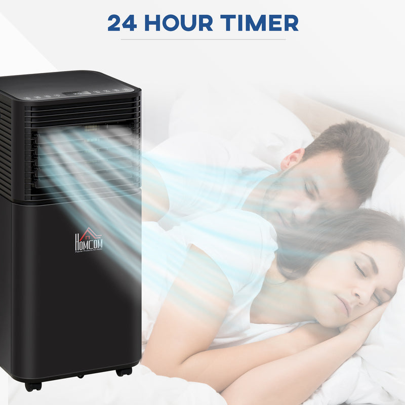 7000BTU 4-In-1 Compact Portable Mobile Air Conditioner Unit Cooling Dehumidifying Ventilating w/ Fan Remote LED 24H Timer Auto Shut-Down Black