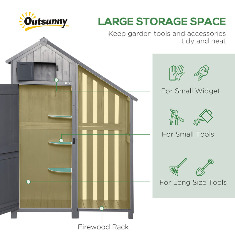 Garden Outdoor Storage Shed Outdoor Tool Shed with 3 Shelves and Tilt Roof, 129x51.5x180cm, Grey