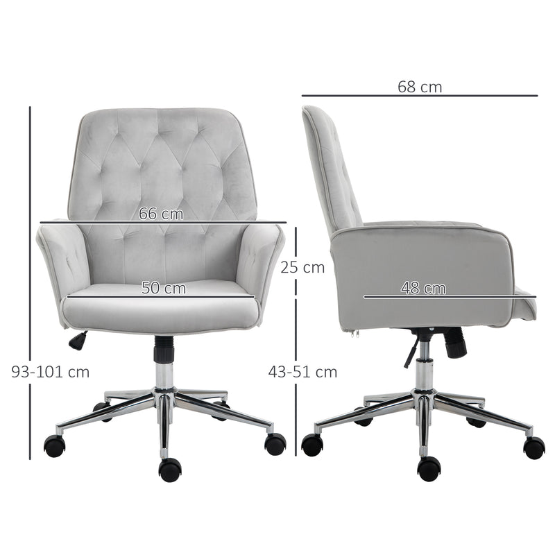 Linen Computer Chair with Armrest, Modern Swivel Chair with Adjustable Height, Light Grey