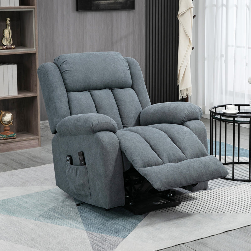 Oversized Riser and Recliner Chairs for the Elderly, Heavy Duty Fabric Upholstered Lift Chair w/ Remote Control, Side Pocket, Dark Grey