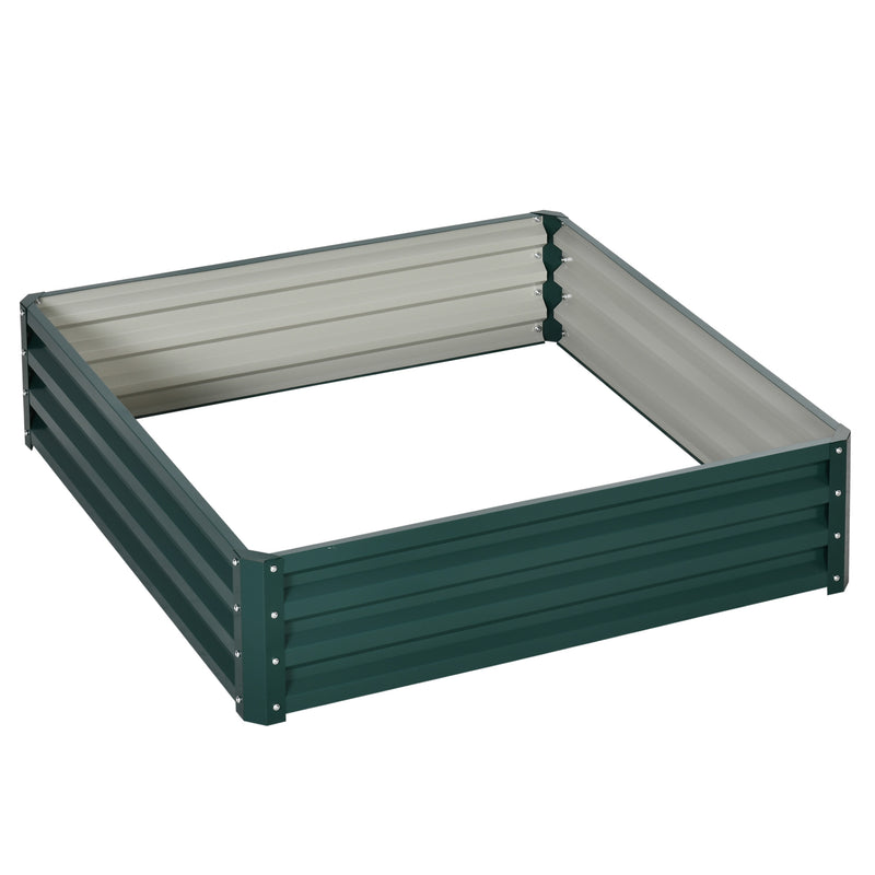 Square Raised Garden Bed Box with Weatherized Steel Frame for Vegetables, Flowers, & Herbs, 120 x 120 x 30cm, Green