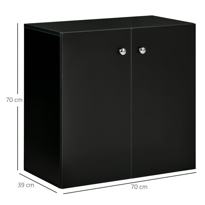 Storage Cabinet w/ Two Shelves Wooden Sideboard Freestanding Kitchen Cupboard Bookcase - Black