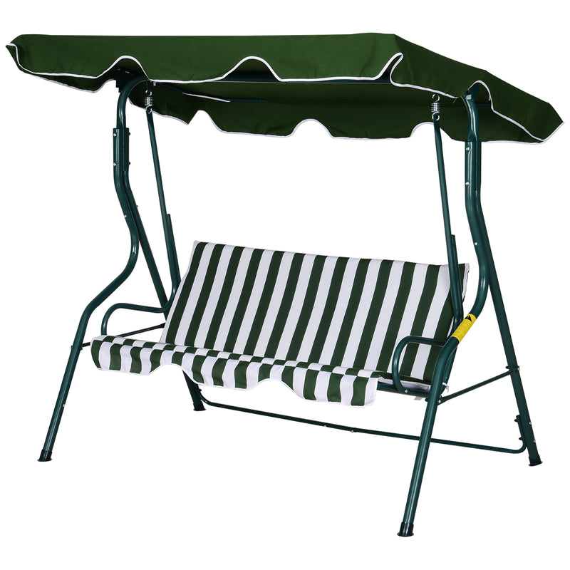 Steel 3-Seater Swing Chair w/ Canopy Green
