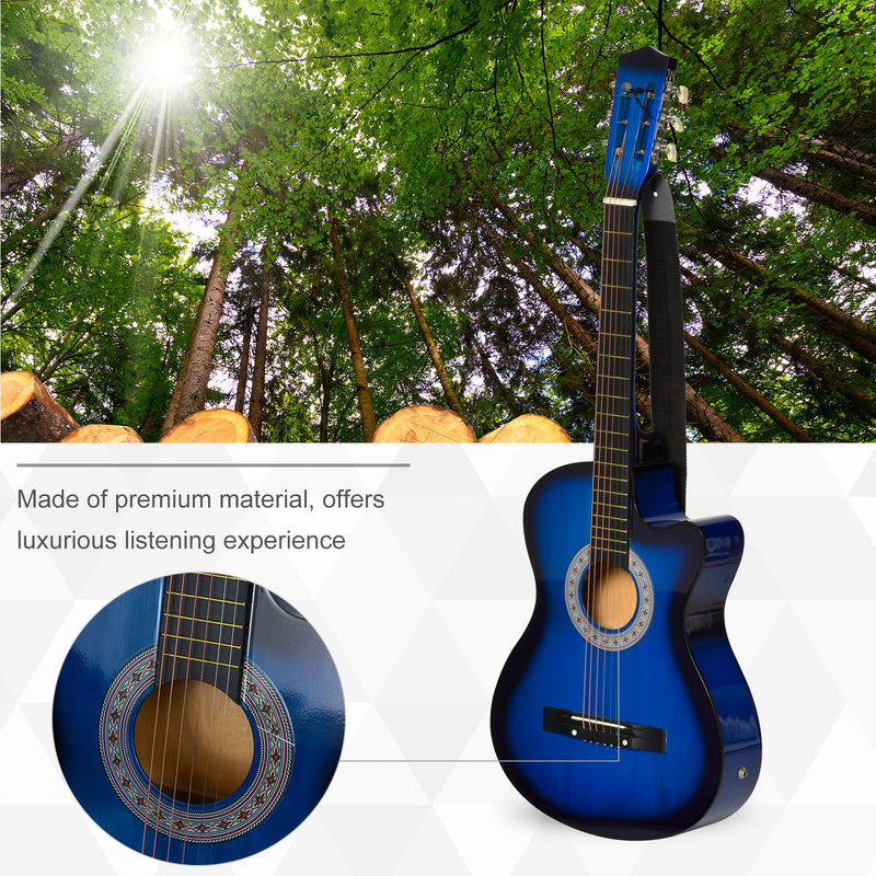 38in Beginner Cutaway Acoustic Electric Guitar Premium Gloss Finish w/Case
