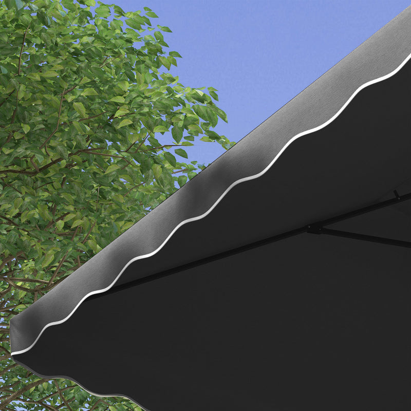 2.5m Square Double Top Garden Parasol Cantilever Umbrella with Ruffles, Dark Grey
