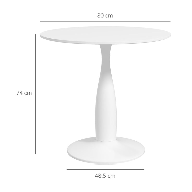 Round Dining Table, Modern Dining Room Table with Steel Base, Non-slip Foot Pad, Space Saving Small Dining Table