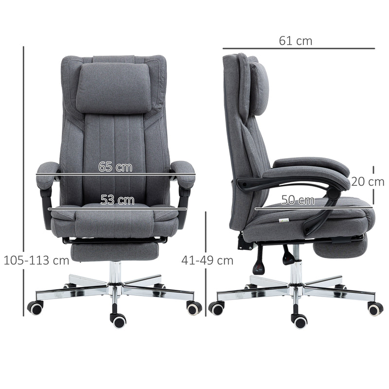 High Back Computer Desk Chair, Executive Office Chair with Adjustable Headrest, Footrest, Reclining Back, Dark Grey