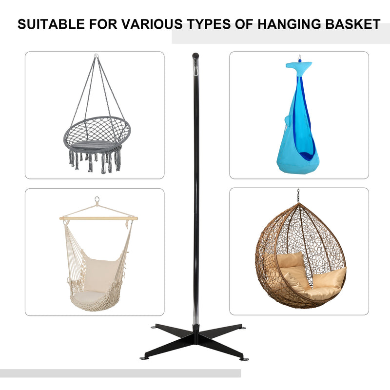Hanging Hammock Stand Hammock Chair Stand C Stand Steel Heavy Duty Stand for Air Porch Swing Chair Indoor Outdoor (Only Construction)