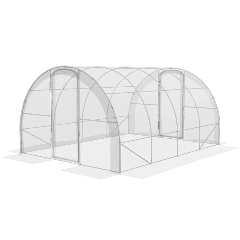 Polytunnel Greenhouse Walk-in Grow House with PE Cover, Door and Galvanised Steel Frame, 4 x 3 x 2m, Clear