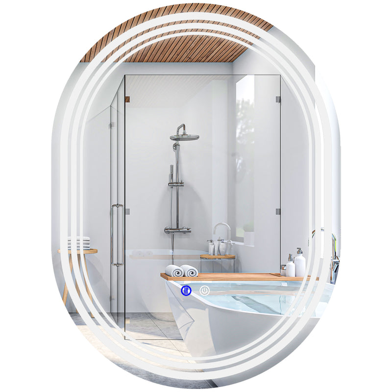 700 x 500mm Bathroom Mirror with LED Lights Makeup Mirror with Anti-fog Touch, Switch, Vertical or Horizontal