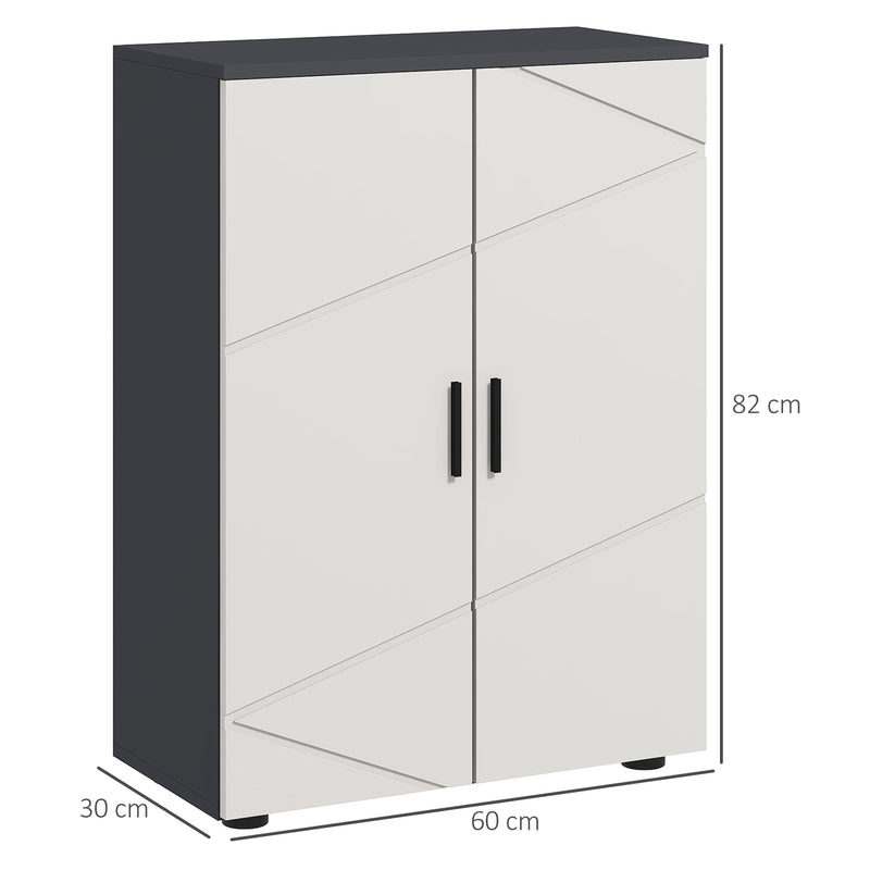 Bathroom Cabinet, Small Bathroom Storage Cabinet with 2-Doors Cupboard, 2 Adjustable Shelves and Soft Close Mechanism, Grey