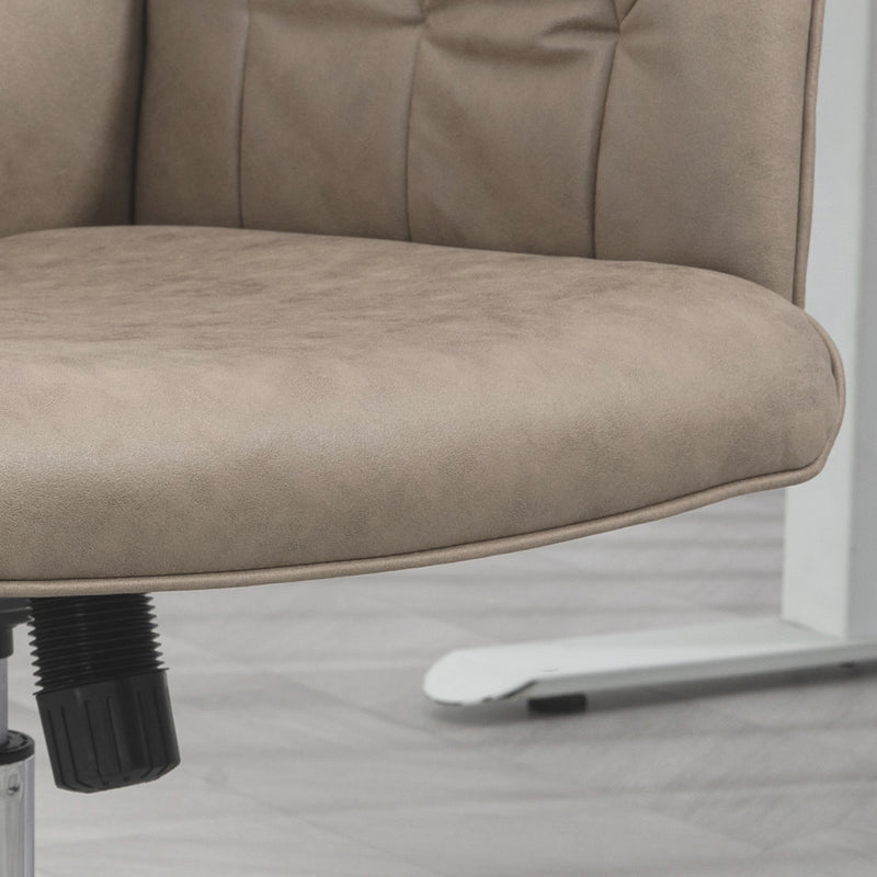 Microfibre Computer Chair with Armrest, Modern Swivel Chair with Adjustable Height, Khaki